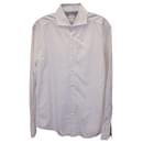 Brunello Cucinelli Checkered Slim Fit Shirt in White Cotton
