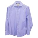 Brunello Cucinelli Camisa de corte slim a rayas en algodón azul