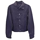 Prada Button-Front Jacket in Blue Linen