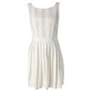 Moschino Perforated Pleated Dress in Cream Cotton