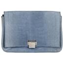 The Row Croc-Embossed Clutch in Light Blue Leather - The row