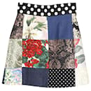 Minigonna Dolce & Gabbana Patchwork Jacquard in Cotone Multicolor