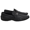 Salvatore Ferragamo Buckle Loafers in Black Leather