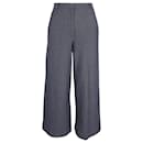 Max Mara Wide Leg Trousers in Navy Blue Cotton