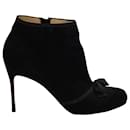 Christian Louboutin Arnoeud Grosgrain-Bow Ankle Boots in Black Suede 