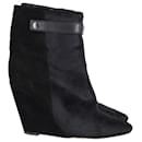 Isabel Marant Pony Style Wedge Ankle Boots in Black Pony Hair