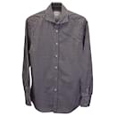 Brunello Cucinelli Camisa de corte slim a cuadros vichy en algodón gris