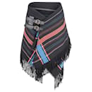 Gucci Rare Vintage Buckled Fringed Wrap Skirt in Multicolor Lana Vergine