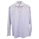 Brunello Cucinelli Camisa de corte slim a rayas en algodón blanco y azul