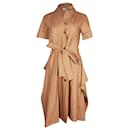 Vivienne Westwood Asymmetrisches geknöpftes Kleid aus brauner Baumwolle