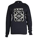 Loewe Logo Embroidered Sweatshirt in Navy Blue Cotton