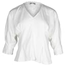 Sandro Paris Dolman-Bluse mit Spitzenbesatz aus weißer Baumwolle
