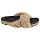 Chloe Shearling Knotted Slip On Slides in Brown Wool - Chloé
