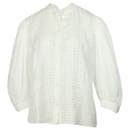 See by Chloé Crochet-Trimmed Pintucked Embroidered Blouse in White Cotton