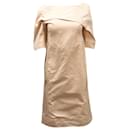 Jil Sander Short Sleeves Midi Dress in Nude Polyester