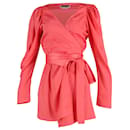 Rotate Birger Christensen Bridget Mini Wrap Dress in Pink Satin - Autre Marque