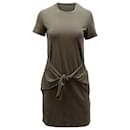Theory Dakui Front Tie Dress in Olive Green Cotton