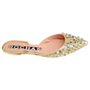 Rochas Crystal Embellished Point Toe Flats in Gold Leather
