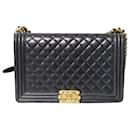 Chanel Boy Quilted Crossbody Bag in Black Leather