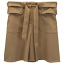 Maje Belted Mini A-Line Skirt in Camel Polyester