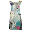 Moschino Sleeveless Floral Print with Waist Tie Dress in Multicolor Silk