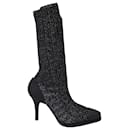 Chloe Tracy Sock Ankle Boots aus metallischem schwarzem Strick - Chloé