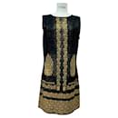 Chanel black / Gold Metallic Sleeveless Cotton Knit Dress FR 40 US 8 UK 12