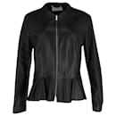 BOSS Zip Peplum Jacket in Black Lambskin Leather - Hugo Boss