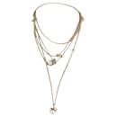 Dior Pearl Faux Pearl Mise En Dior Multistrand Necklace in Gold Metal