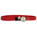 Dior Faux Pearl Mise En Dior Wrap Bracelet in Red Leather 