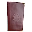 Card holder, ticket holder, Checkbook holder 70/80s Cartier burgundy smooth leather