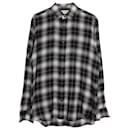 Camisa xadrez Saint Laurent em algodão preto e branco