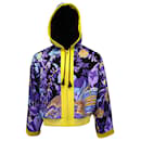Saint Laurent Teddy Printed Satin-Jacquard Hooded Jacket in Purple Polyester