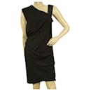 Helmut Lang Mini-robe noire sans manches drapée à une bretelle asymétrique taille 6
