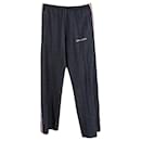 Palm Angels Elasticated Loose Track Pants in Navy Cotton