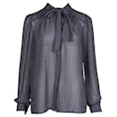 Blue Sheer Shirt with Front Tie - Michael Kors