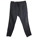 Pantalones de lino y algodón negros con cordón ajustable y rayas finas de Dries Van Noten