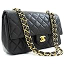 CHANEL Classic Double Flap 10" Chain Shoulder Bag Black Lambskin - Chanel