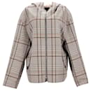 Hermes Checkered Print Hooded Zip Jacket in Brown Organic Cotton - Hermès