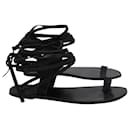 ATP Atelier Candela Strappy Sandals in Black Leather - Autre Marque
