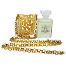 CHANEL Perfume N°‹19 Colar Metal Dourado Preto CC Auth ar9340b - Chanel