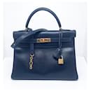 Hermes Kelly bag 32 midnight blue Courchevel leather - Hermès