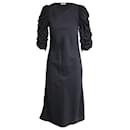 Celine Ruched Sleeve Midi Dress in Black Viscose - Céline
