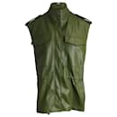 Frankie Shop Ines Cargo Waistcoat in Green Faux Leather  - Autre Marque