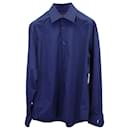 Saint Laurent Classic Button Up Shirt in Navy Blue Cotton