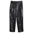 The Frankie Shop Pleated Trousers in Black Faux Leather - Autre Marque