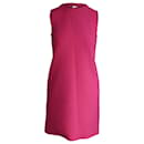 Victoria Beckham Sleeveless Shift Dress in Pink Wool