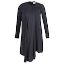 Victoria Beckham Long Sleeve Front Drape Dress in Black Viscose