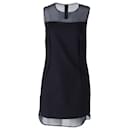 Joseph Sheer Panel Sleeveless Mini Dress in Navy Cotton