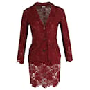 Ozbek Lace Tailored Blazer and Skirt Set in Burgundy Rayon - Autre Marque